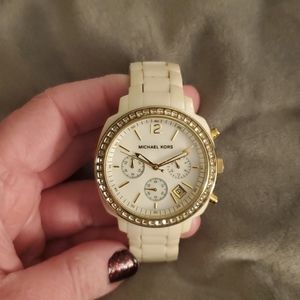 Michael Kors white / rhinestone watch